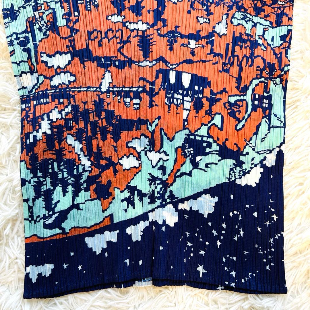 希少✨プリーツプリーズ 地図柄 半袖 Tシャツ カットソー イッセイミヤケ