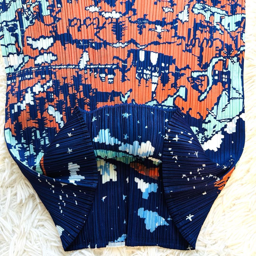 希少✨プリーツプリーズ 地図柄 半袖 Tシャツ カットソー イッセイミヤケ