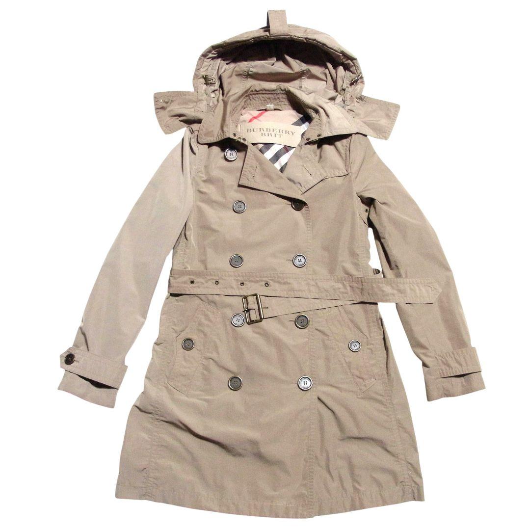 BURBERRY BRIT バーバリー ブリット フード トレンチコート 38