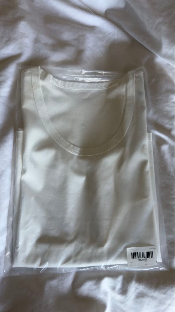 anuans シルクタッチコットンUネックTシャツ
