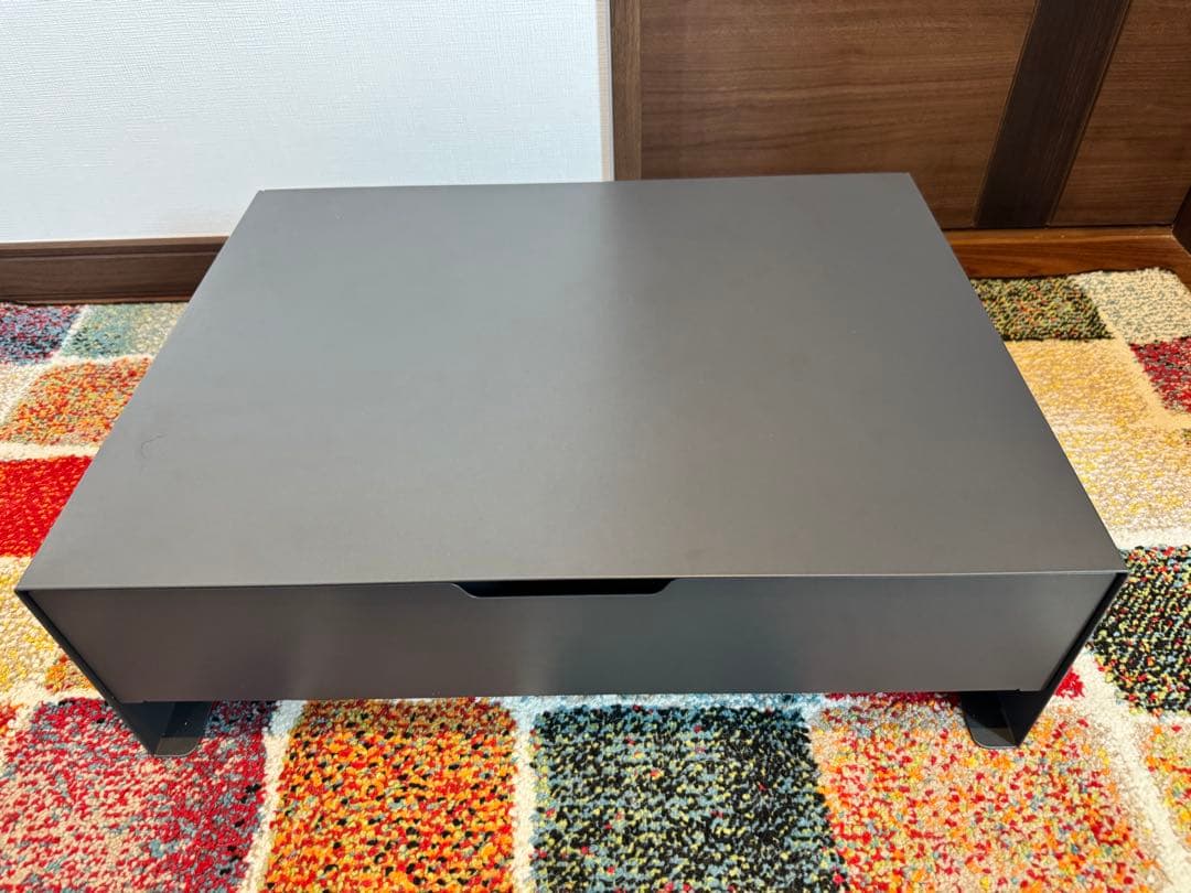 【霜山（SHIMOYAMA）】引き出し付きキッチン家電下ラックL「ダークグレイ」