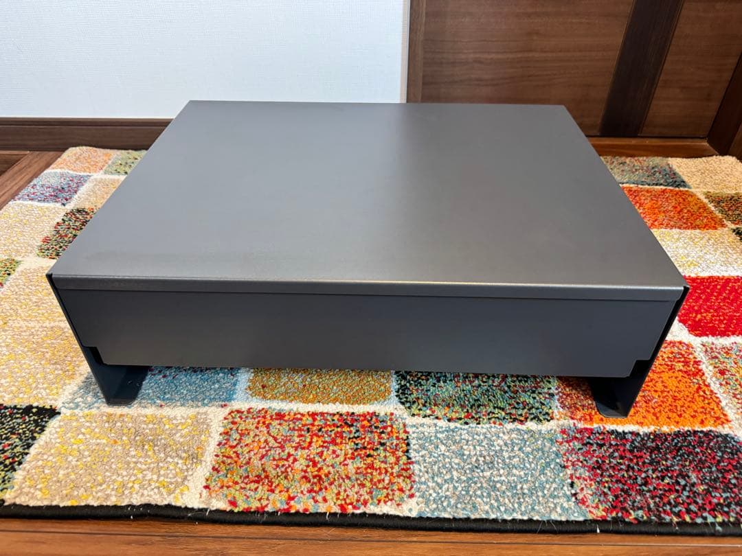【霜山（SHIMOYAMA）】引き出し付きキッチン家電下ラックL「ダークグレイ」