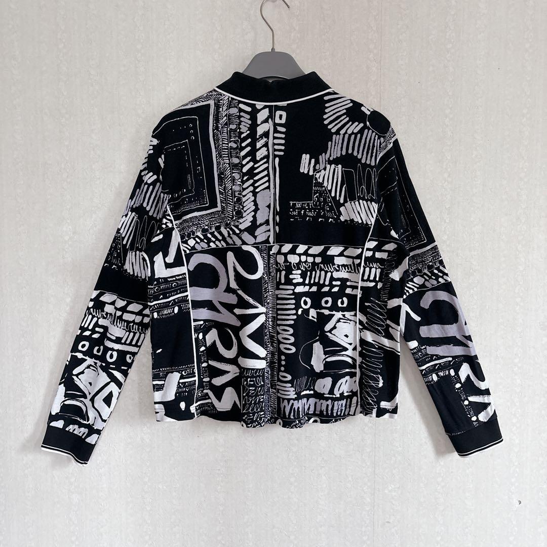【美品】LEONARD SPORT モノトーンプリント ポロシャツ 総柄 44