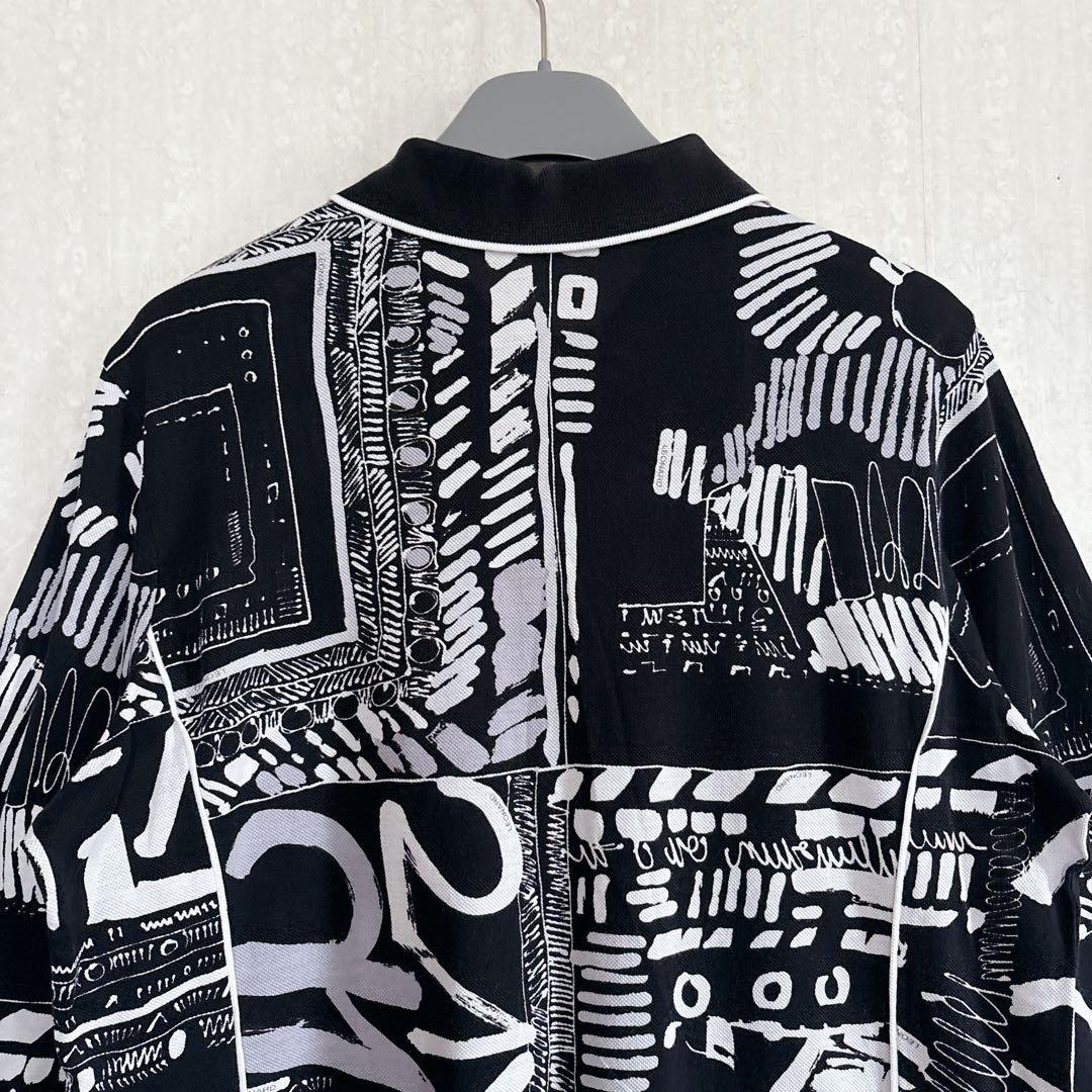 【美品】LEONARD SPORT モノトーンプリント ポロシャツ 総柄 44