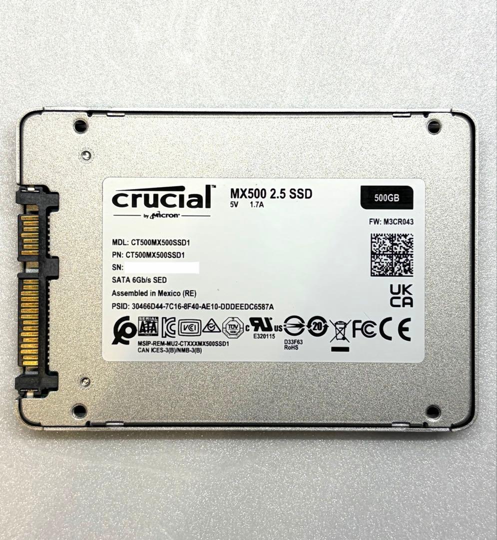 crucial SSD SATA MX500 500GB 2.5インチ 正常