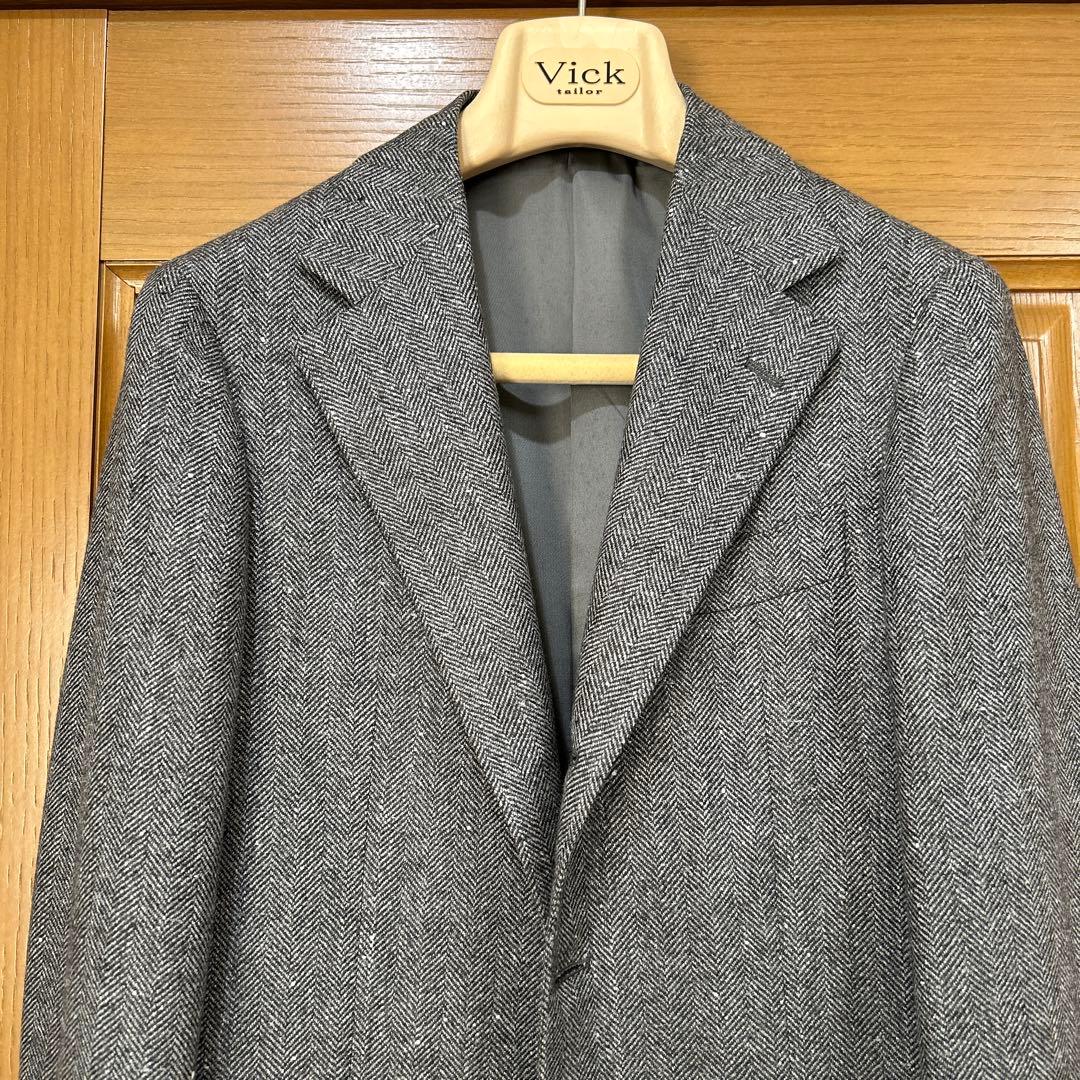ビームスエフ LORO PIANA グレーヘリンボーン ジャケット