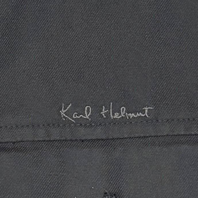 Karl Helmut　刺繍ロゴ　黒　ワークジャケット　Lサイズ　チェック裏地