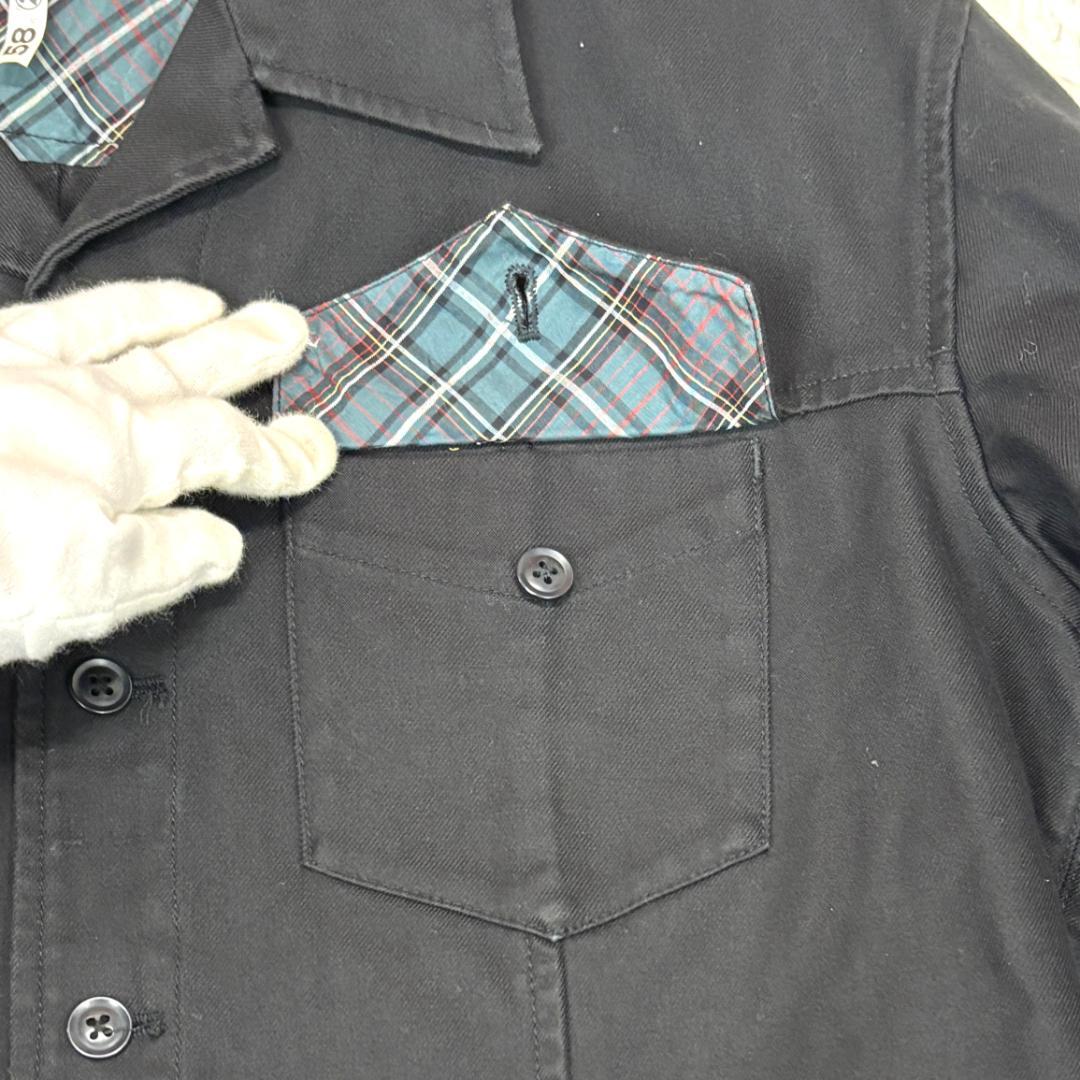 Karl Helmut　刺繍ロゴ　黒　ワークジャケット　Lサイズ　チェック裏地