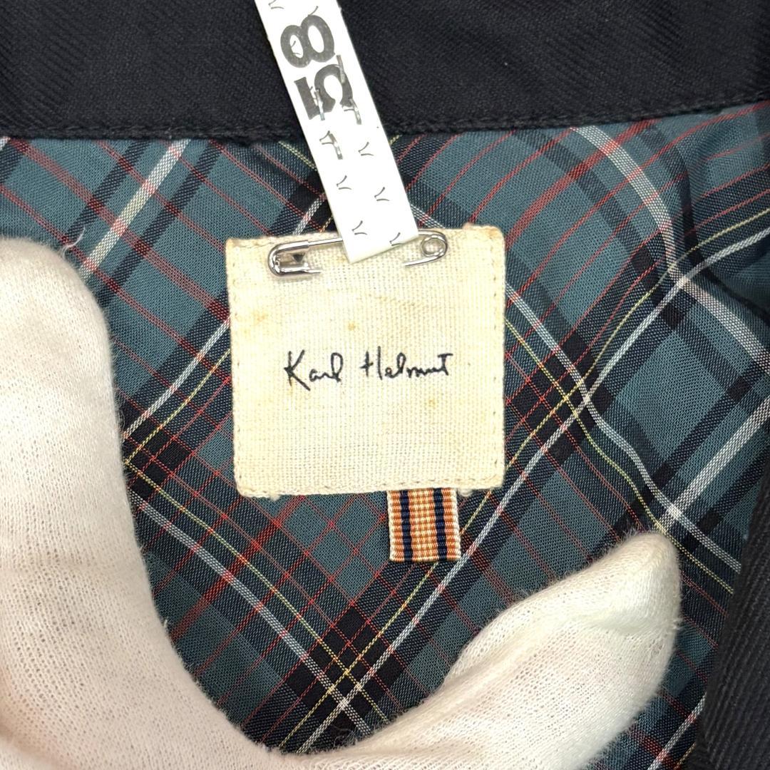 Karl Helmut　刺繍ロゴ　黒　ワークジャケット　Lサイズ　チェック裏地