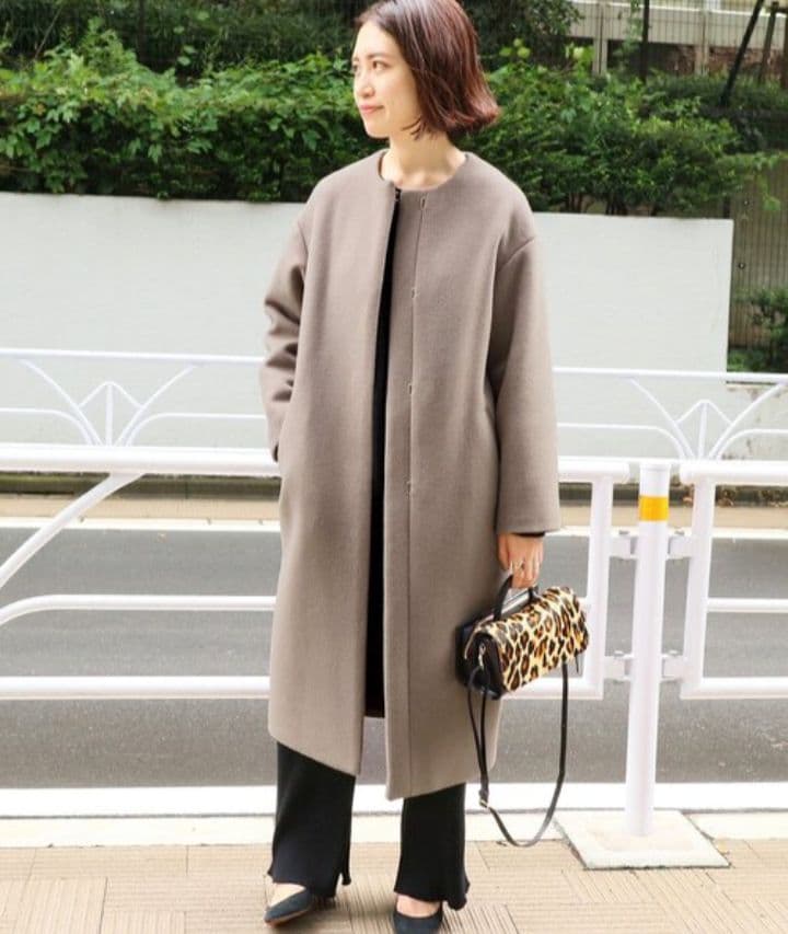 イエナ　IENA 高品質 ラムウール　ノーカラーロングコート 38