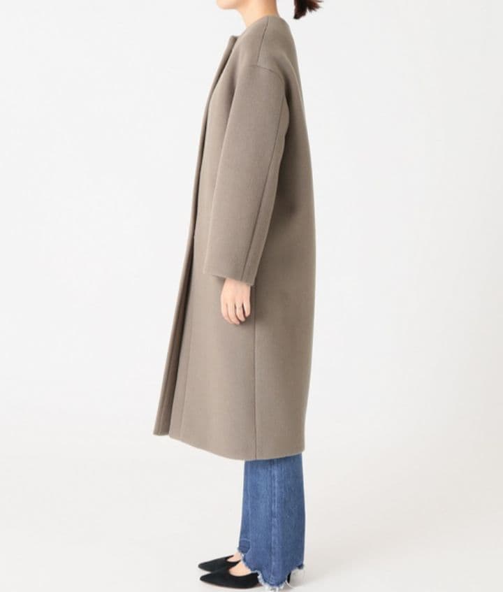イエナ　IENA 高品質 ラムウール　ノーカラーロングコート 38