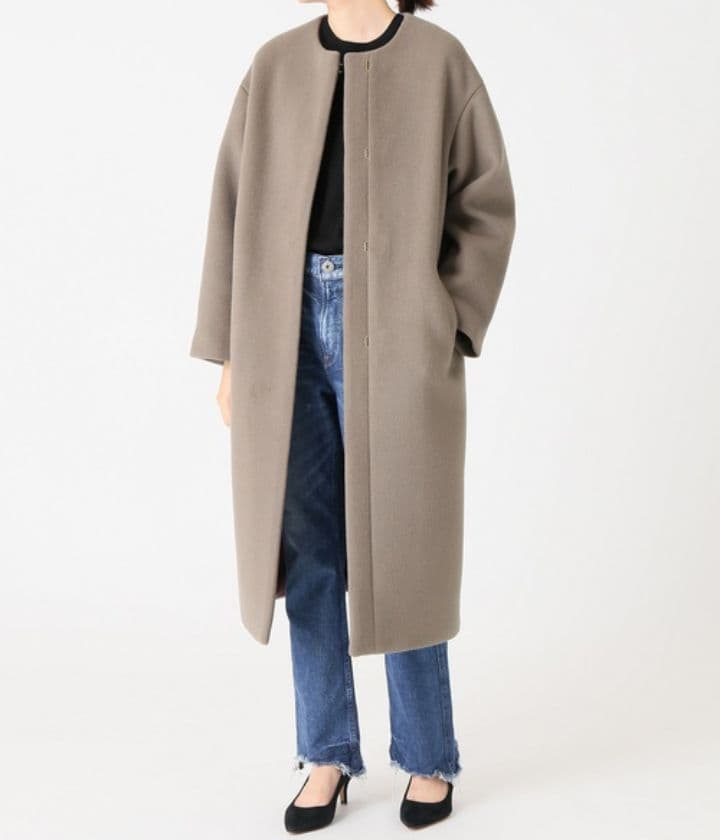 イエナ　IENA 高品質 ラムウール　ノーカラーロングコート 38