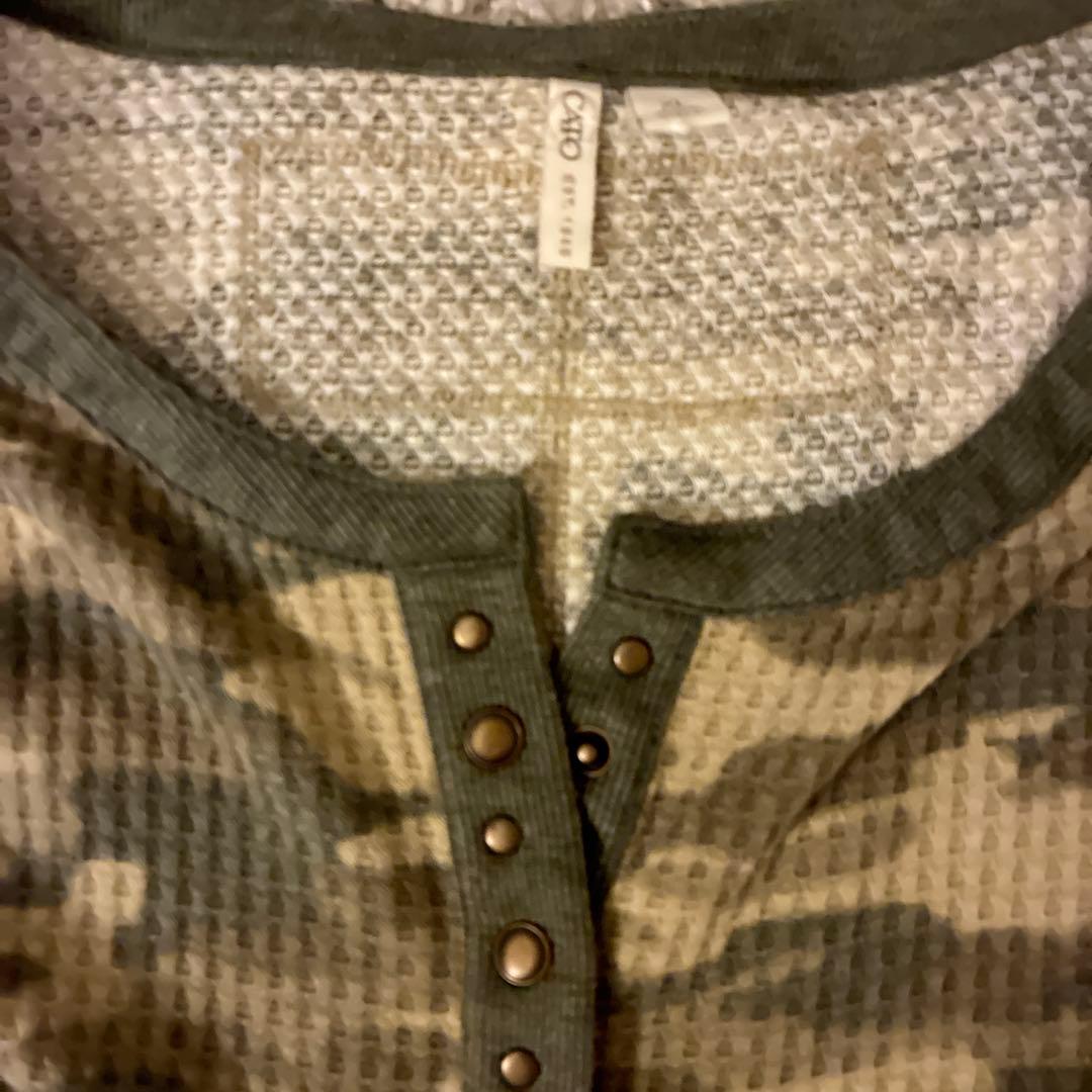 サーマル ヘンリーネック 長袖Tシャツ カモフラ 迷彩 ロンT