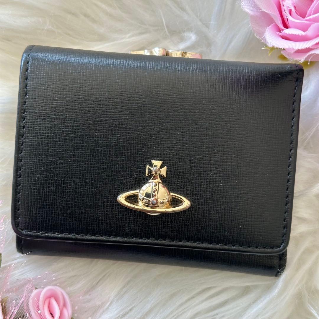 美品✨Vivienne Westwood 三つ折り財布 ブラック レザー