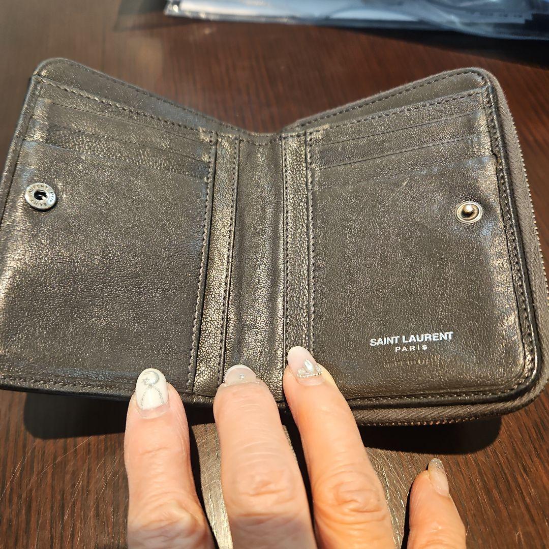 SAINT LAURENT ブラック 二つ折り財布 モノグラムコンパクト