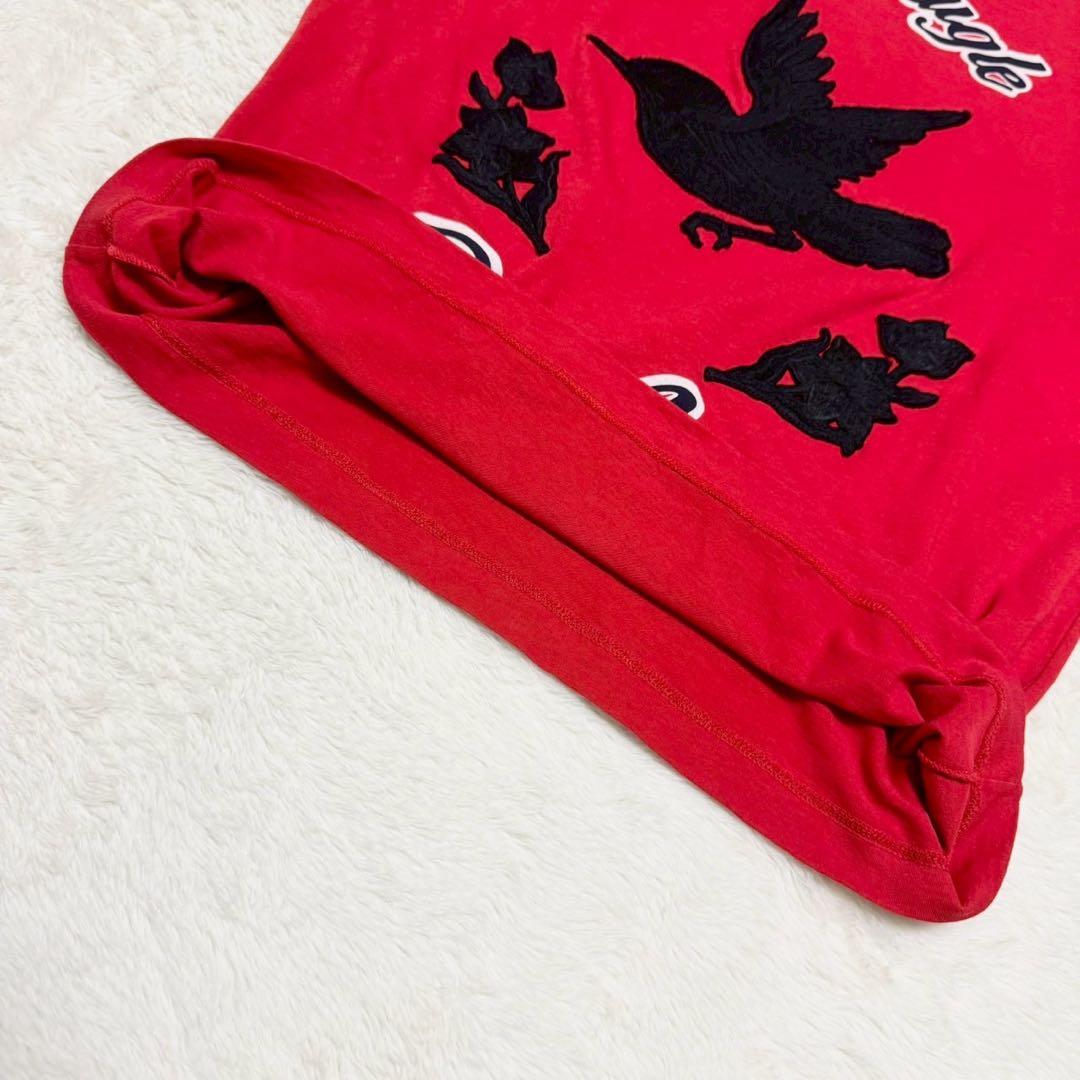 グッチ 刺繍 鳥 花 L'Avenge Par Amour Tシャツ レッド