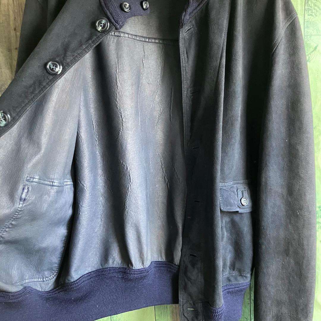 希少　70s ヴァルスター　ブルゾン　レザー　ジャケット　ネイビー　スウェード