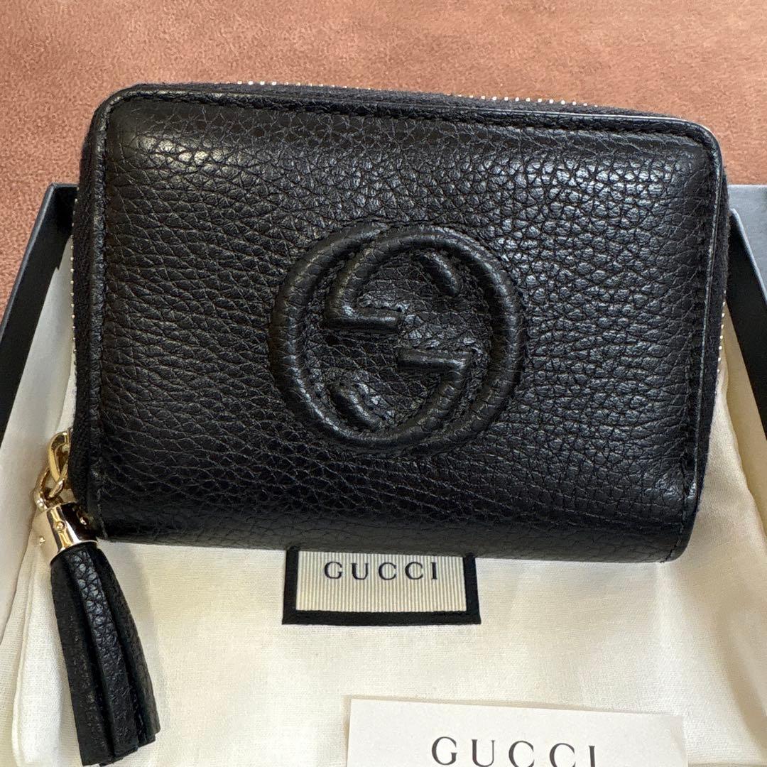 GUCCI グッチ　GGソーホー　レザー　ミニウォレット 黒