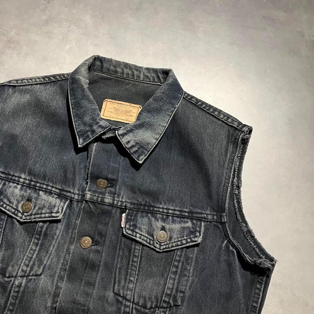 トップス 90s levis black denim vest jacket y2k