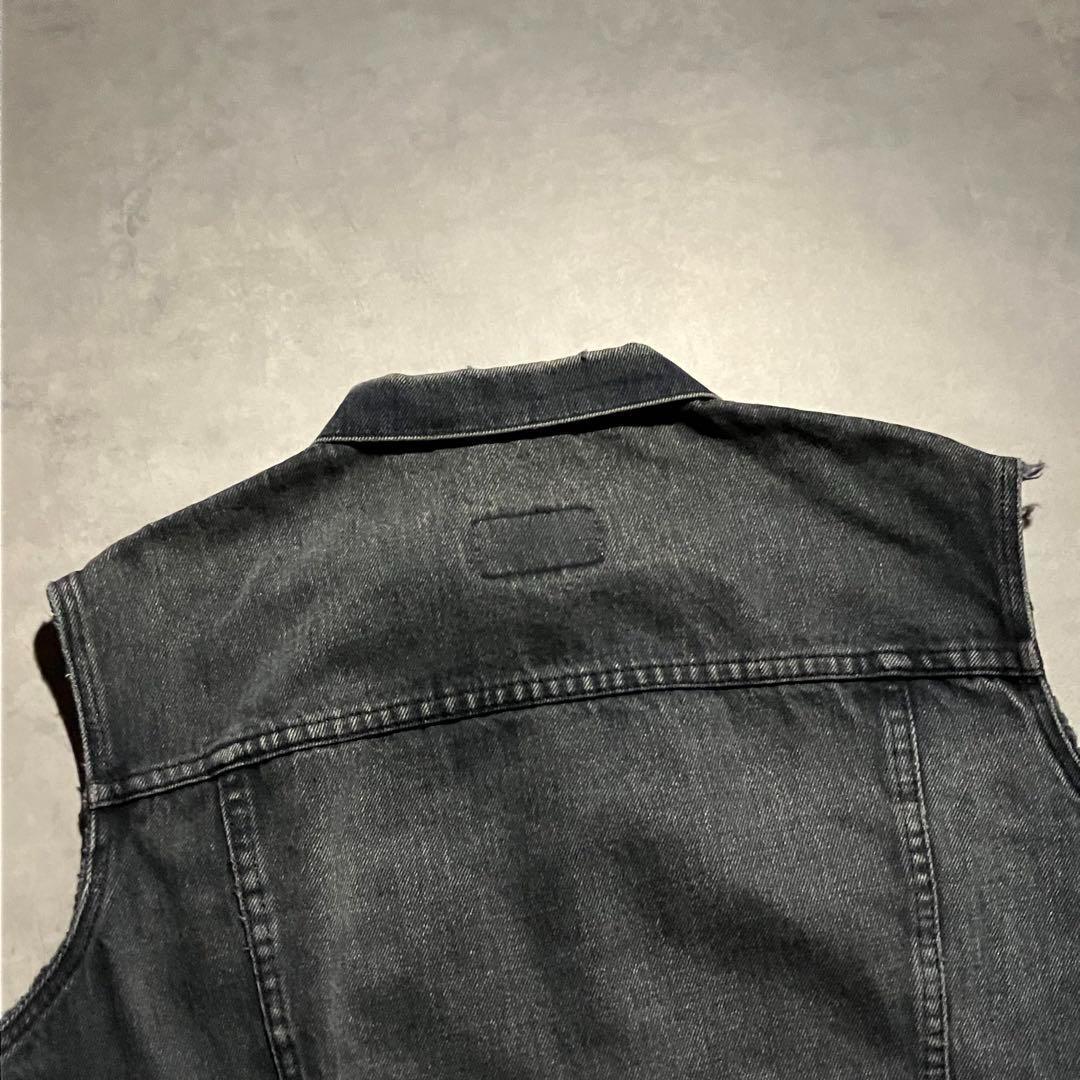 トップス 90s levis black denim vest jacket y2k