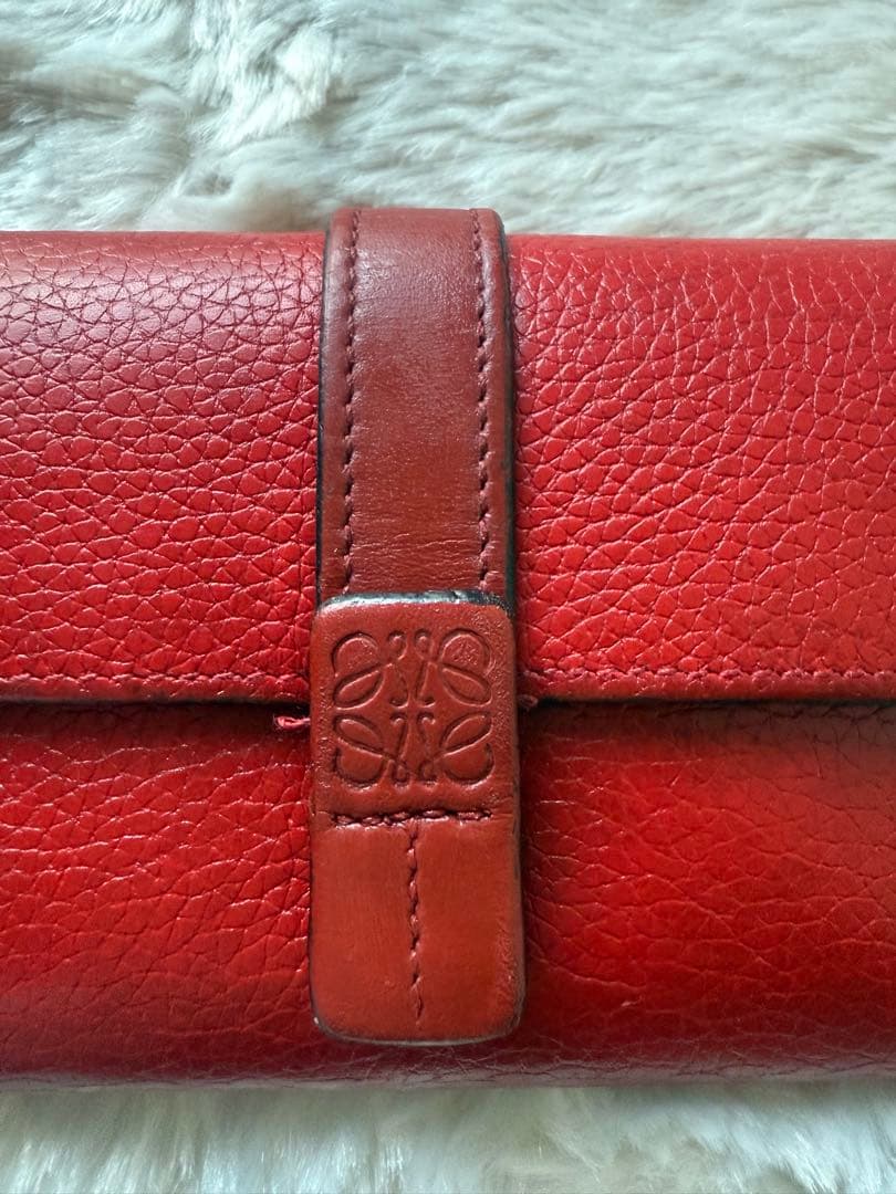 チ*コ様 LOEWE ロエベ レッド 赤 バーティカルウォレット スモール 三つ