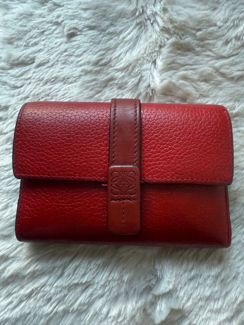 チ*コ様 LOEWE ロエベ レッド 赤 バーティカルウォレット スモール 三つ