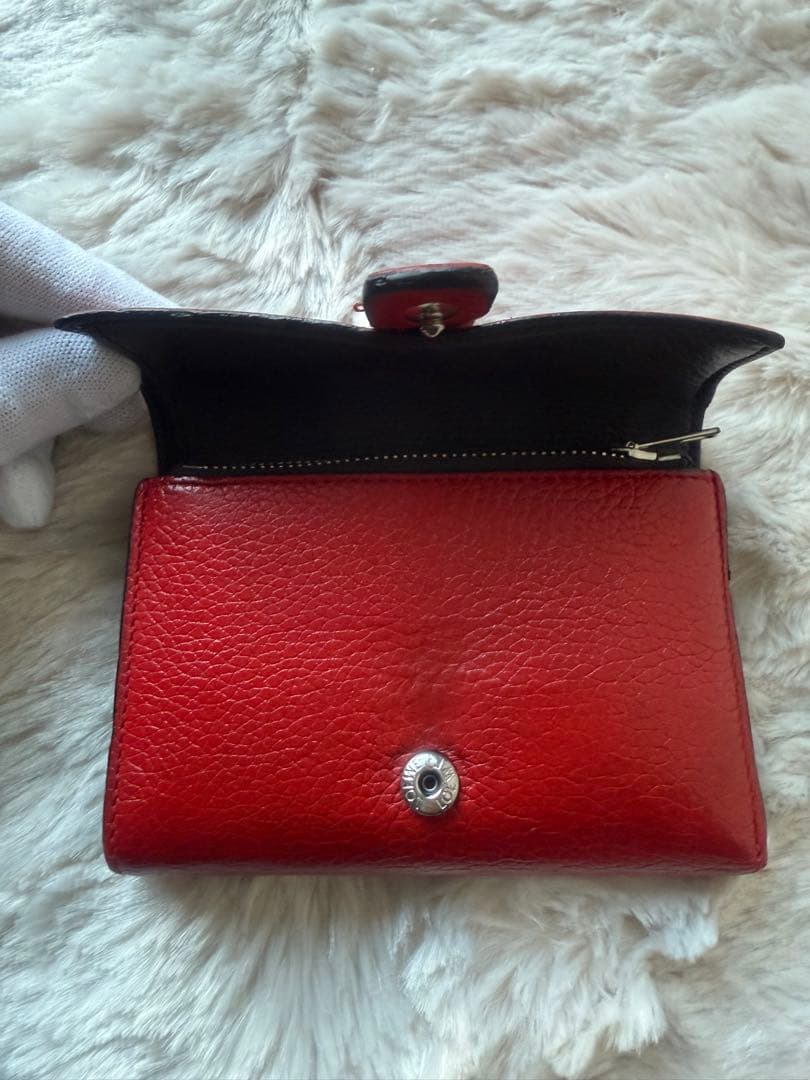 チ*コ様 LOEWE ロエベ レッド 赤 バーティカルウォレット スモール 三つ