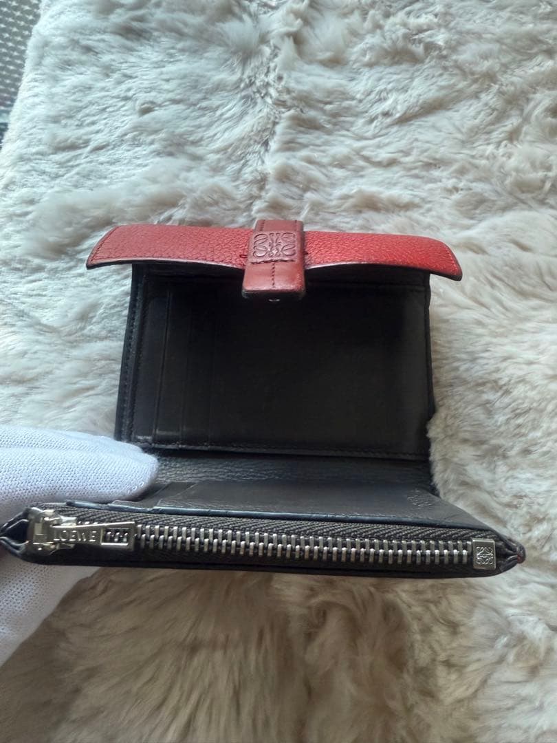 チ*コ様 LOEWE ロエベ レッド 赤 バーティカルウォレット スモール 三つ