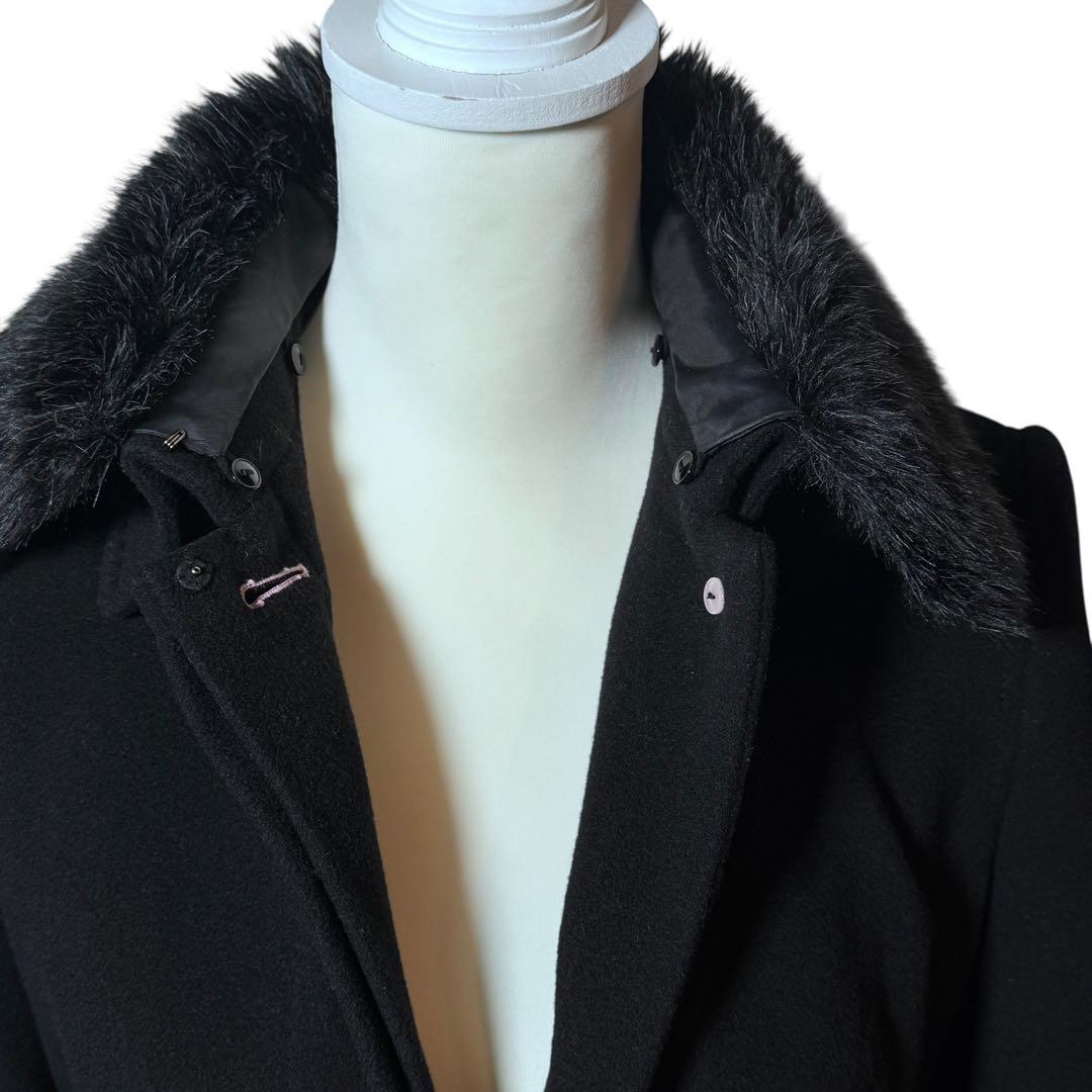 【美品】Paul Smith ロングコート カシミヤ混 ベルト 40 ファー