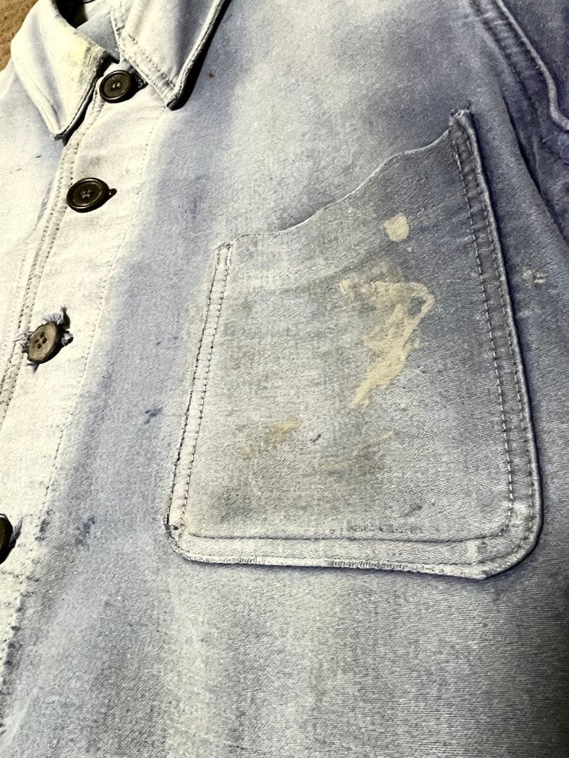 雰囲気抜群 40-50's french moleskin jacket ボロ