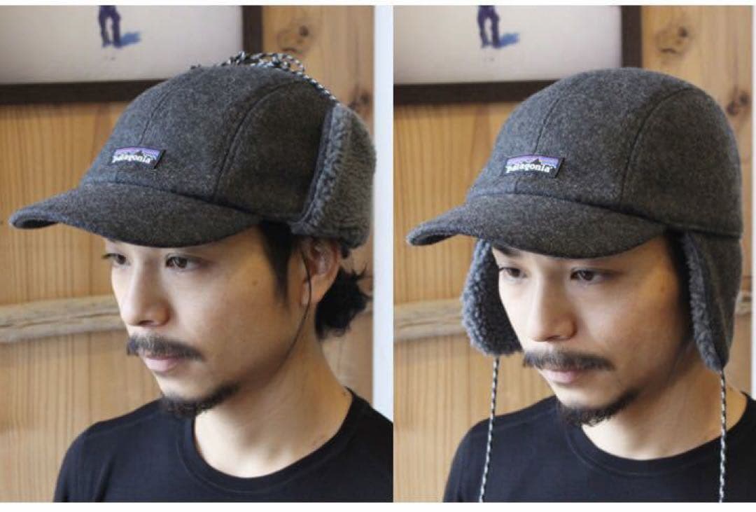 patagonia リサイクルウール イヤーフラップキャップ　ネイビー　L