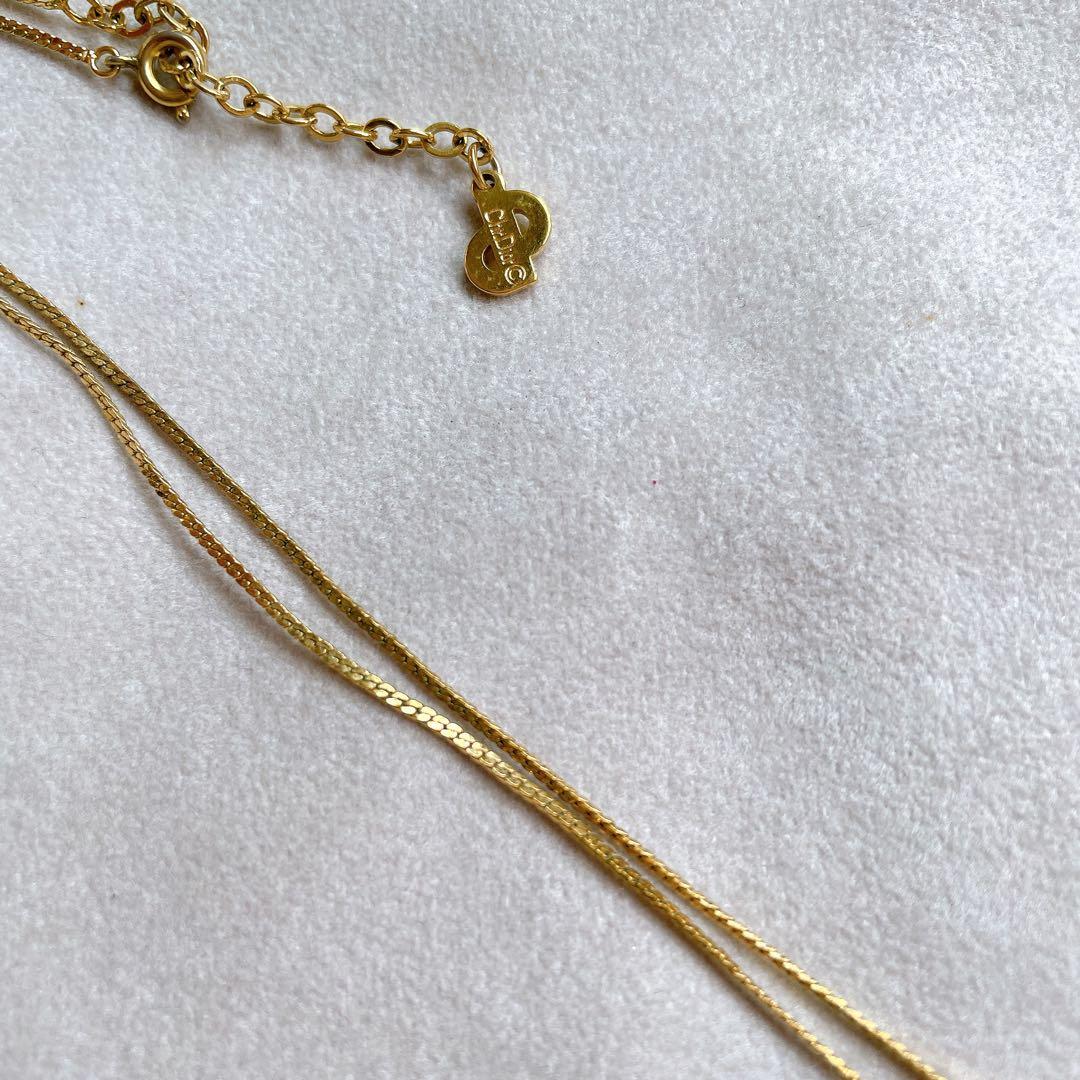 美品✨Christian Dior ロゴチャームネックレス ゴールド ディオール