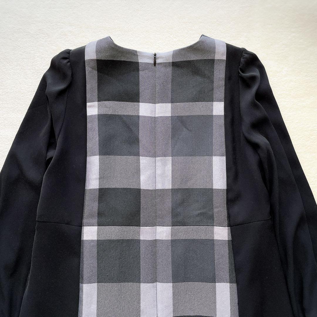 美品 BLUE LABEL スムージーサテンパーシャルチェックドレス M