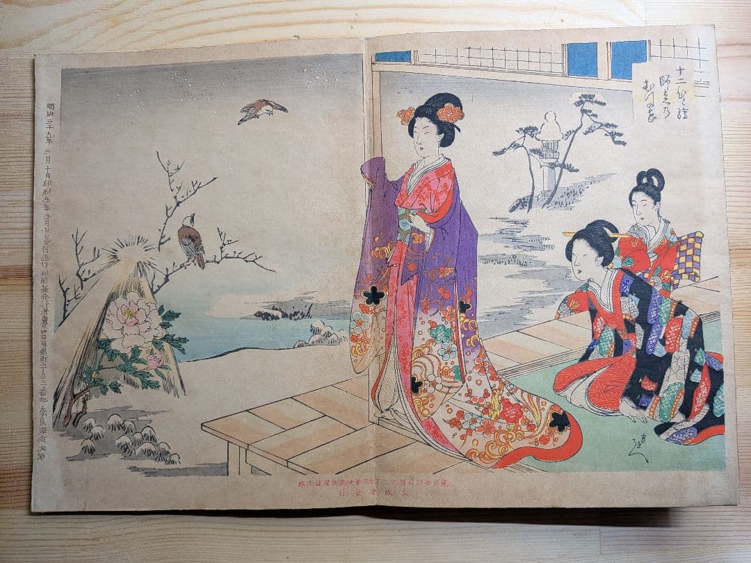 浮世絵 画帖「東美人12 か月 」 奈良澤健次郎 12画