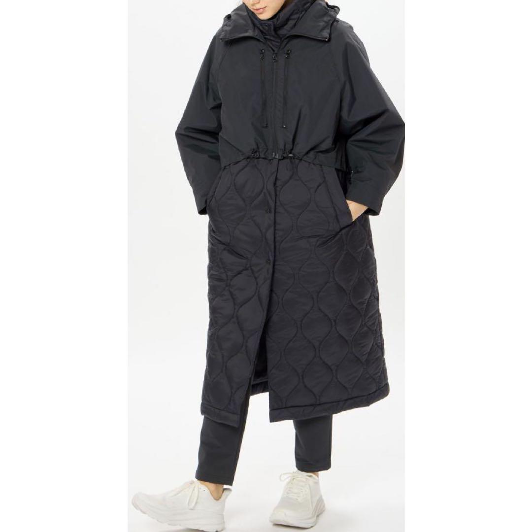 DANSKIN ダンスキン ブラック キルティング ロングコート Lサイズ　完売