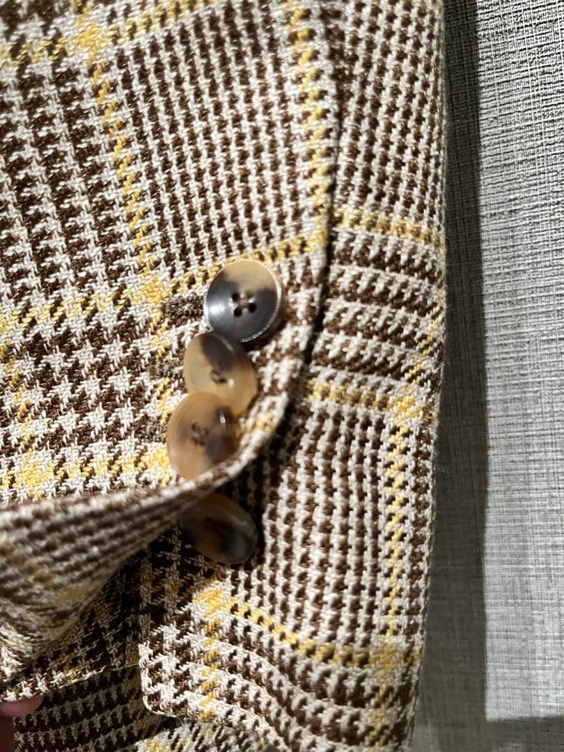 美品　LARDINI ブラウンチェック柄 ジャケット サイズ46