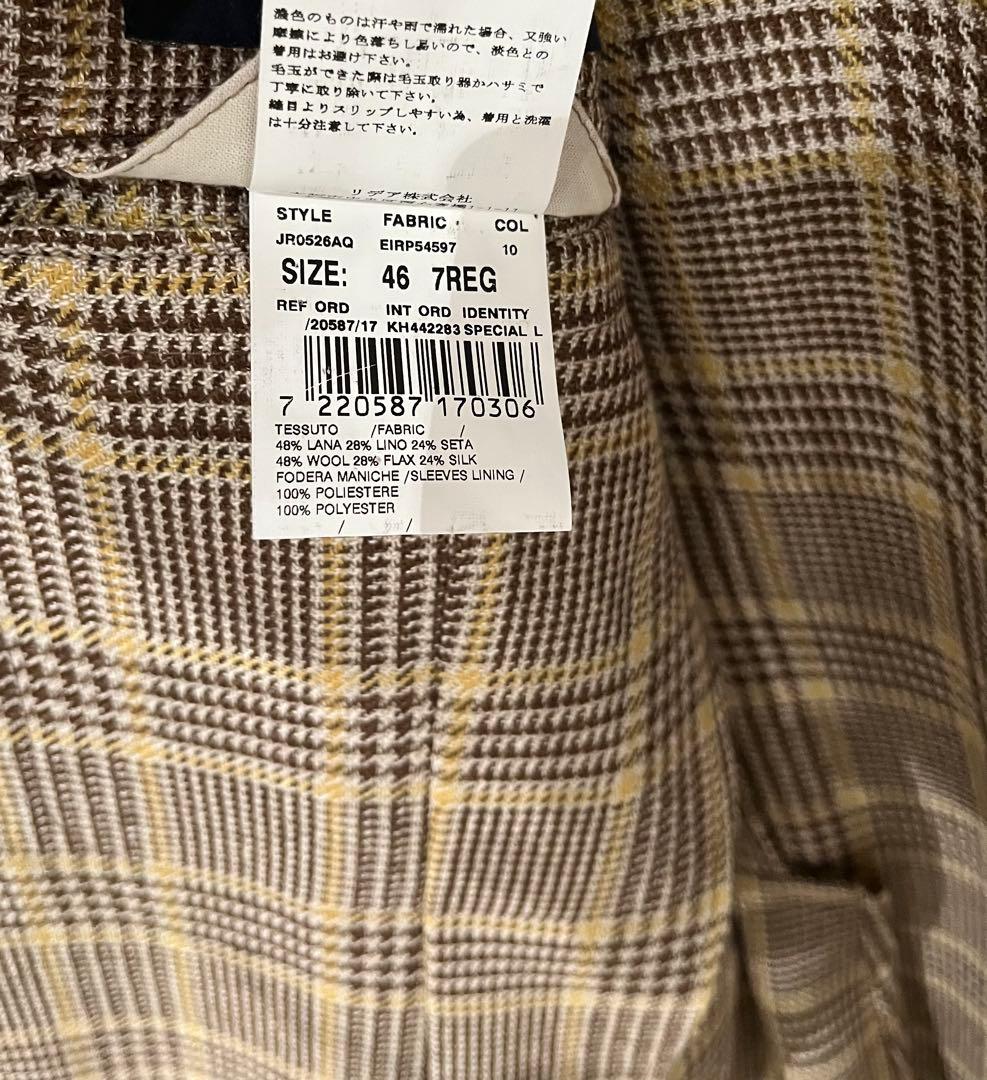 美品　LARDINI ブラウンチェック柄 ジャケット サイズ46