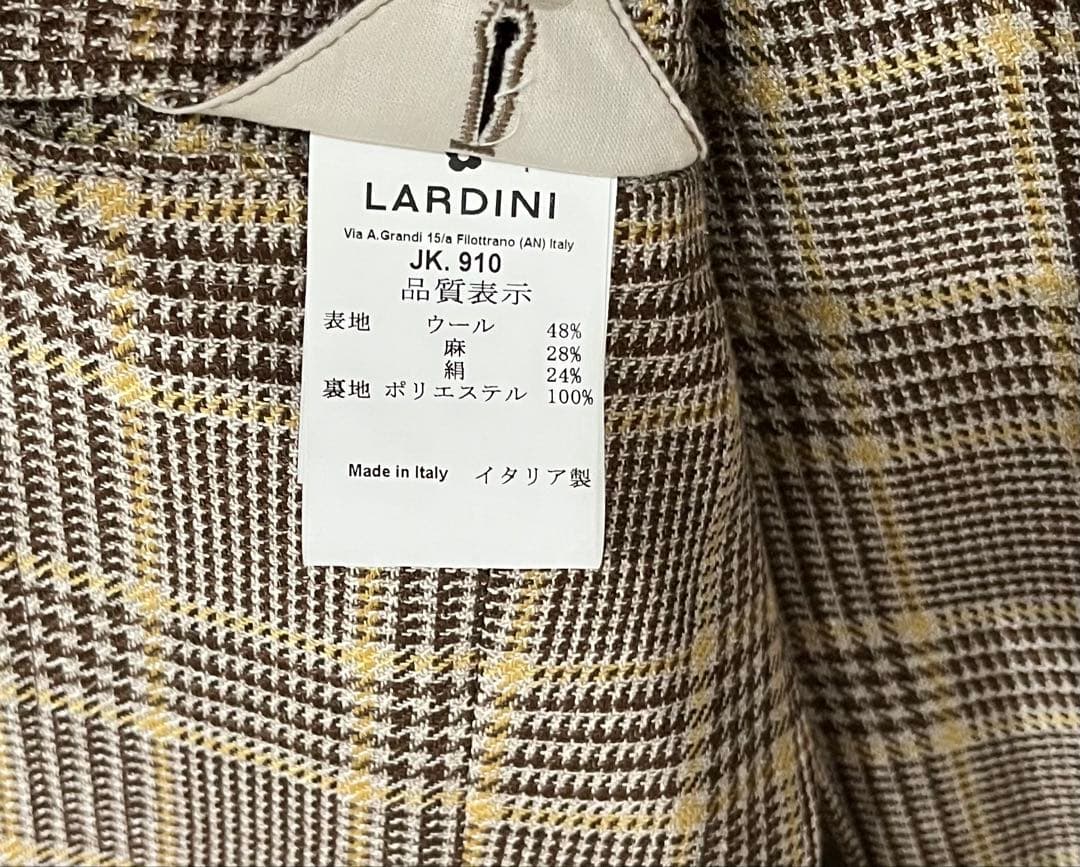 美品　LARDINI ブラウンチェック柄 ジャケット サイズ46