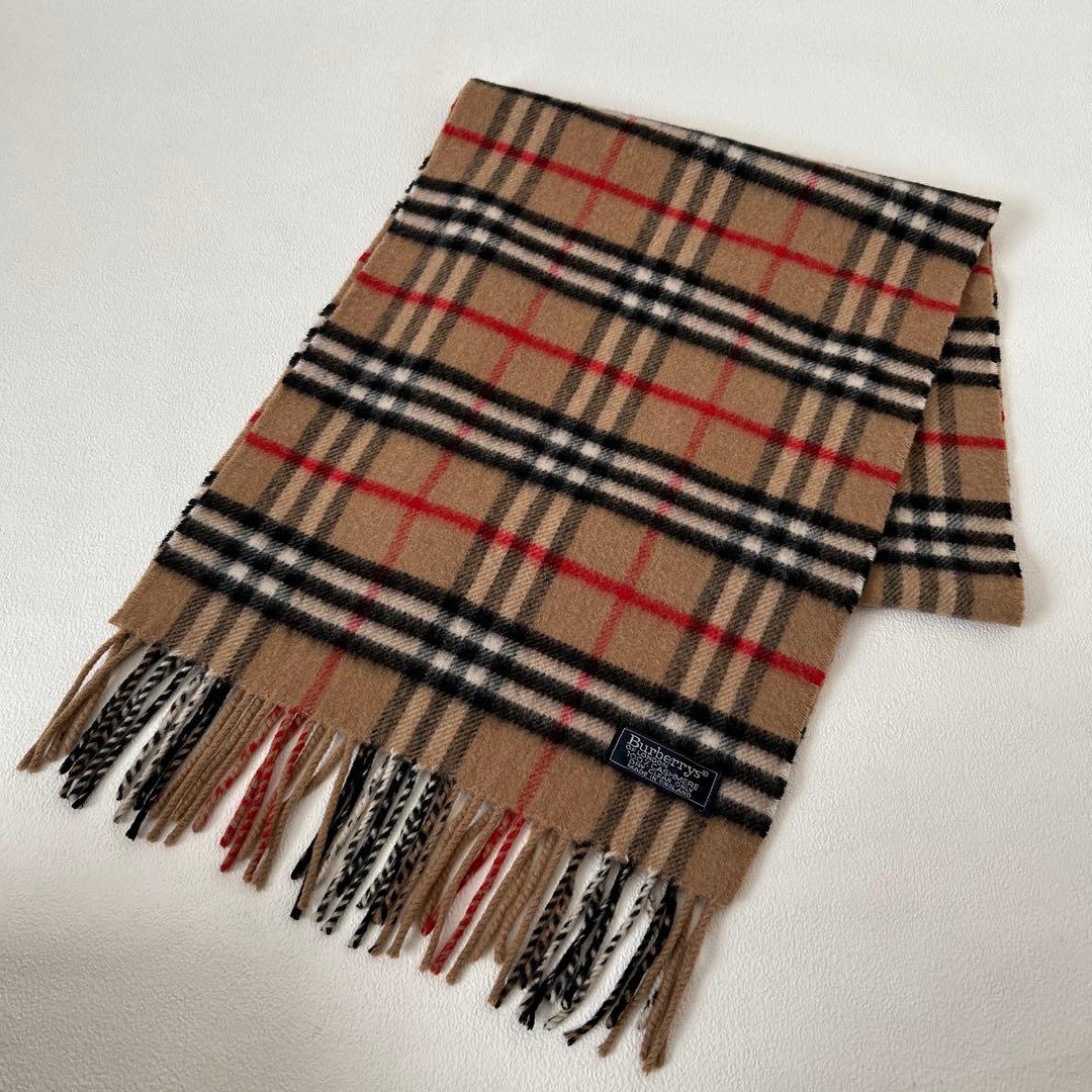 美品✨Burberrys バーバリー カシミヤ マフラー　ノバチェック　キャメル