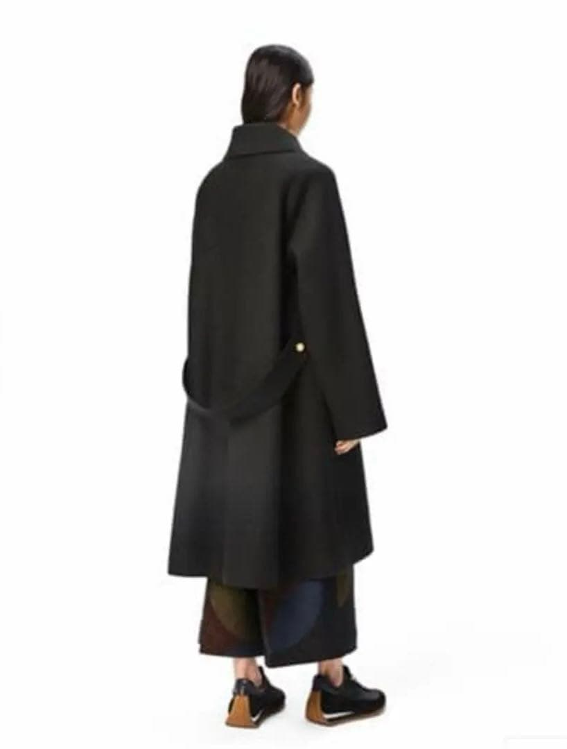 LOEWE ロエベ ゴールドボタン メルトン ロングコート グリーン　38 m
