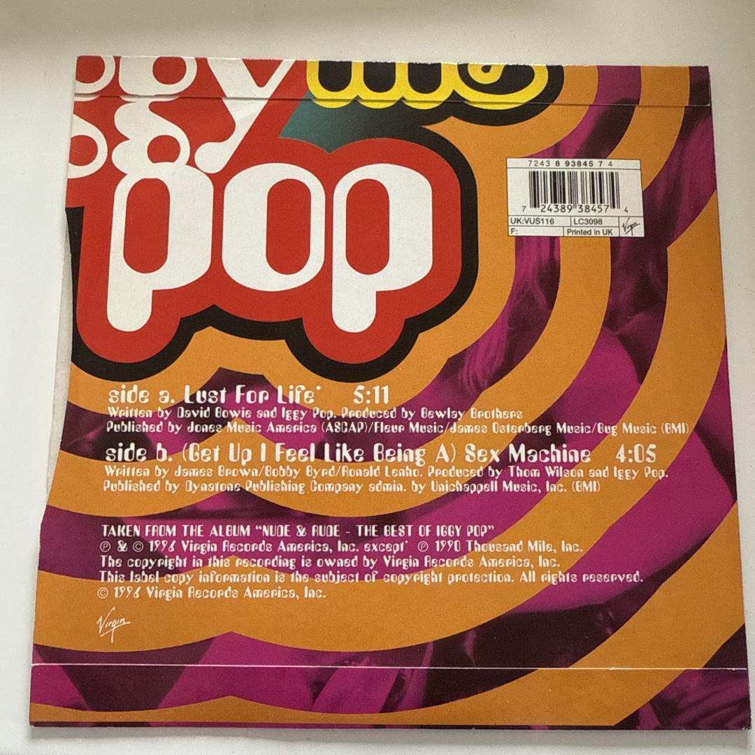 Iggy Pop -- Lust For Life ☆UK 96限定プレス７″