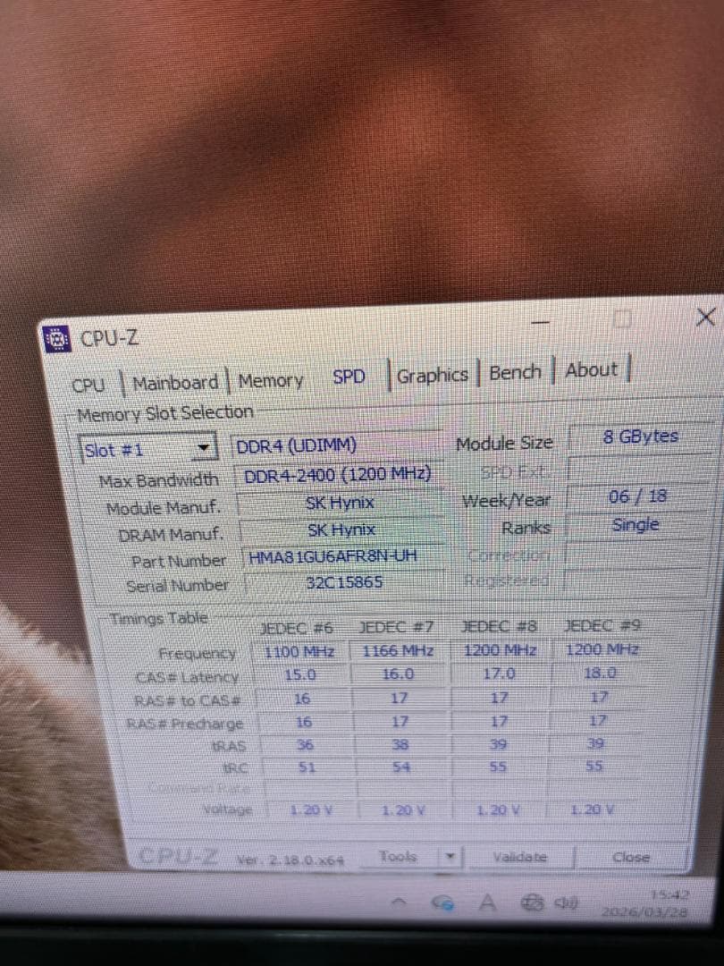 SK hynix DDR4-2400 8GB×2枚 計16GB