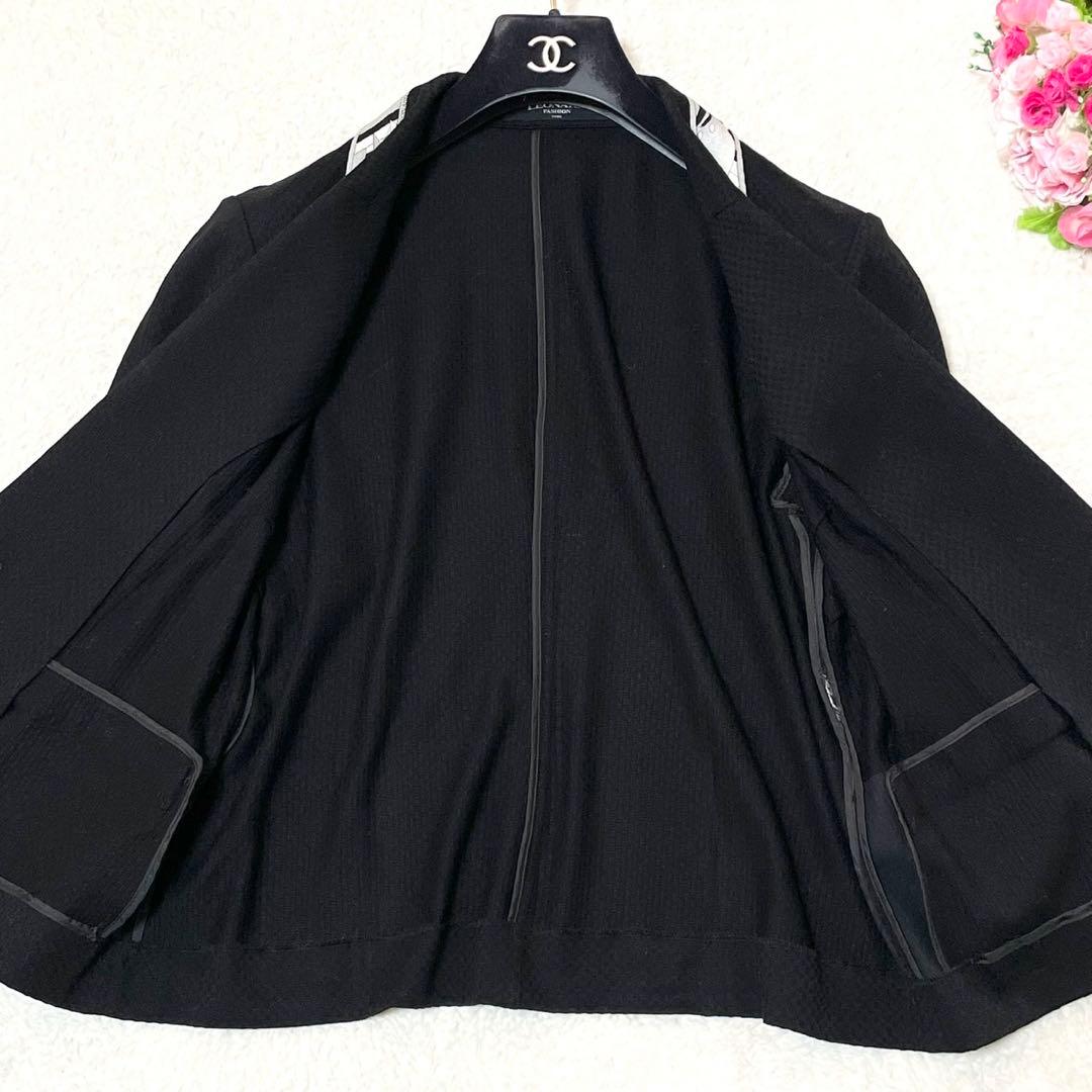 レオナール 花柄 ジャケット ブラック サイズM相当