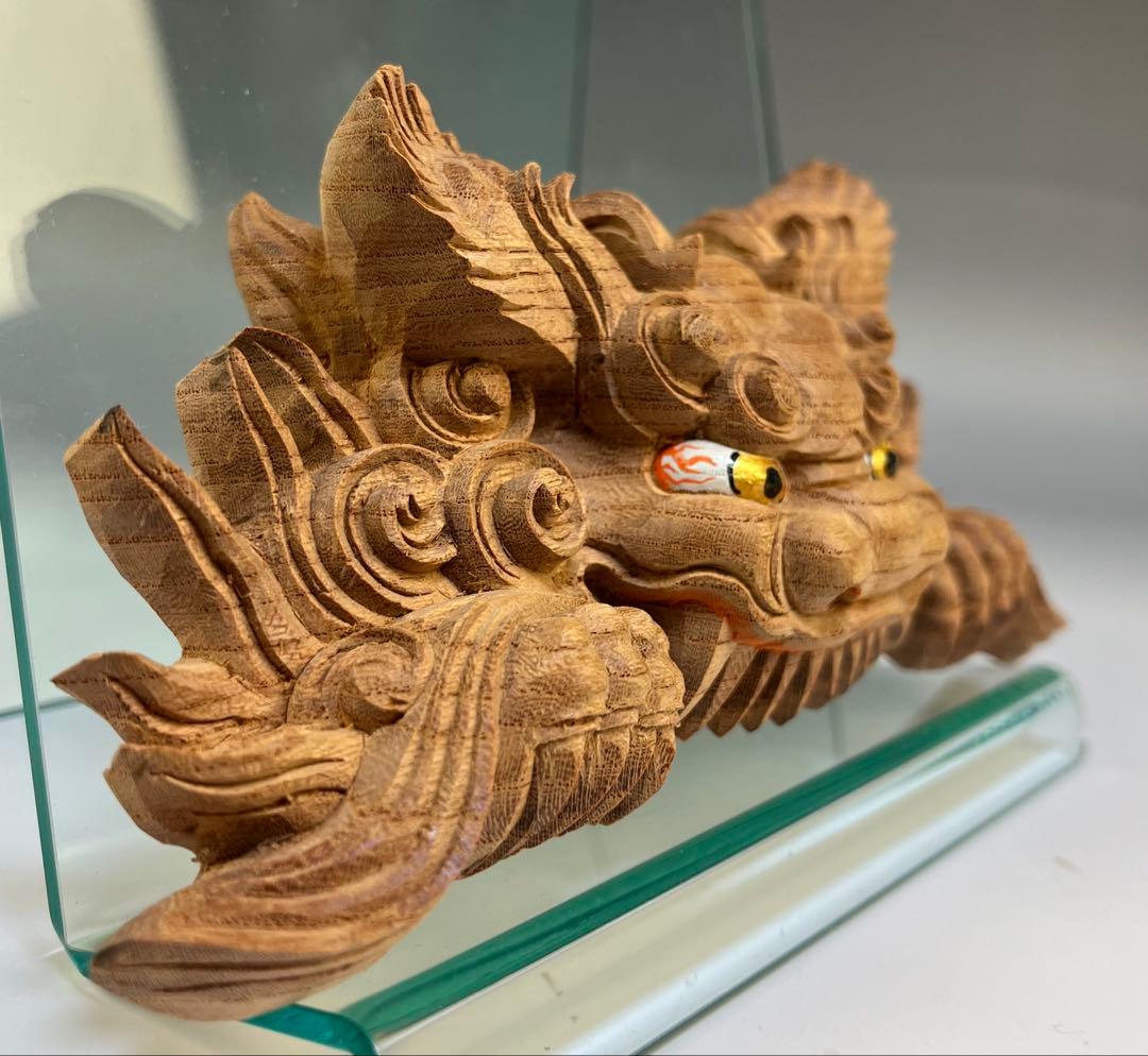 【木彫　獅噛】だんじり　魔除け　社寺彫刻　宮彫り　山車　悪疫を噛み砕く