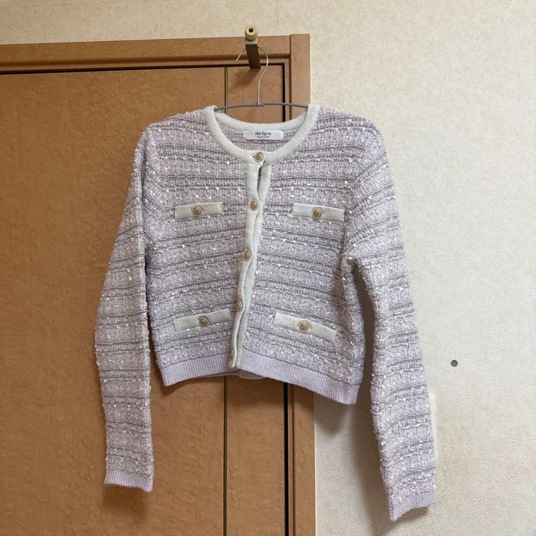 トップス herlipto Bristol Tweed Knit Cardigan