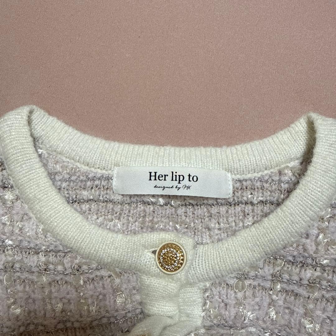 トップス herlipto Bristol Tweed Knit Cardigan
