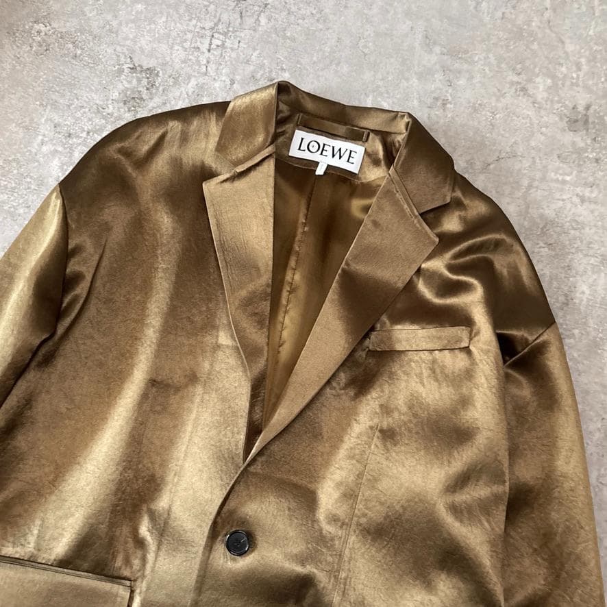 極美品 23AW ロエベ サテン ジャケット ブレザー コート 44 アナグラム