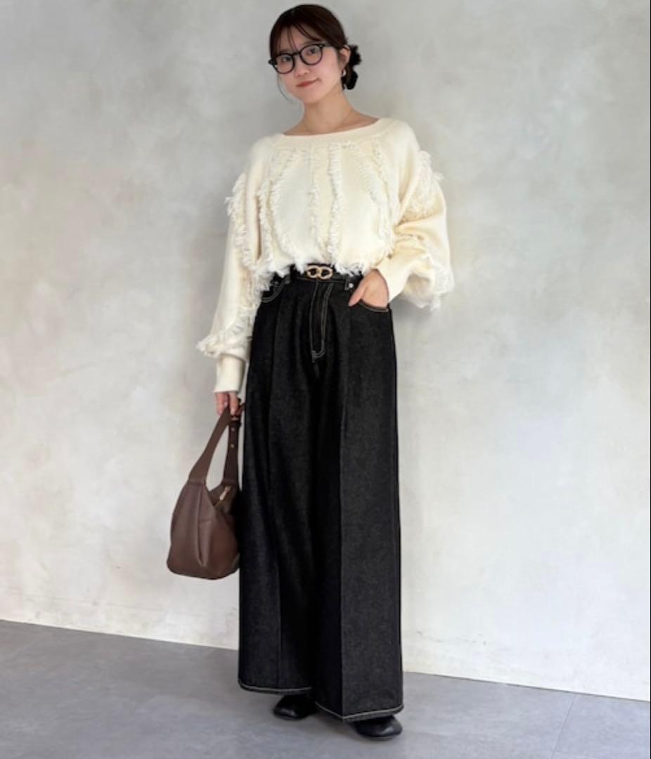Thevon 「YUNA企画」ハイウエストタックワイドデニムパンツ PMサイズ