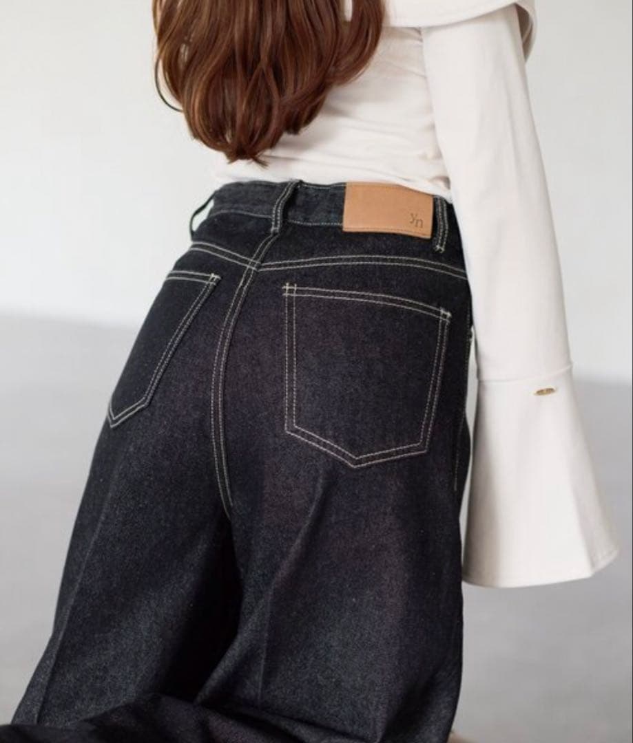 Thevon 「YUNA企画」ハイウエストタックワイドデニムパンツ PMサイズ