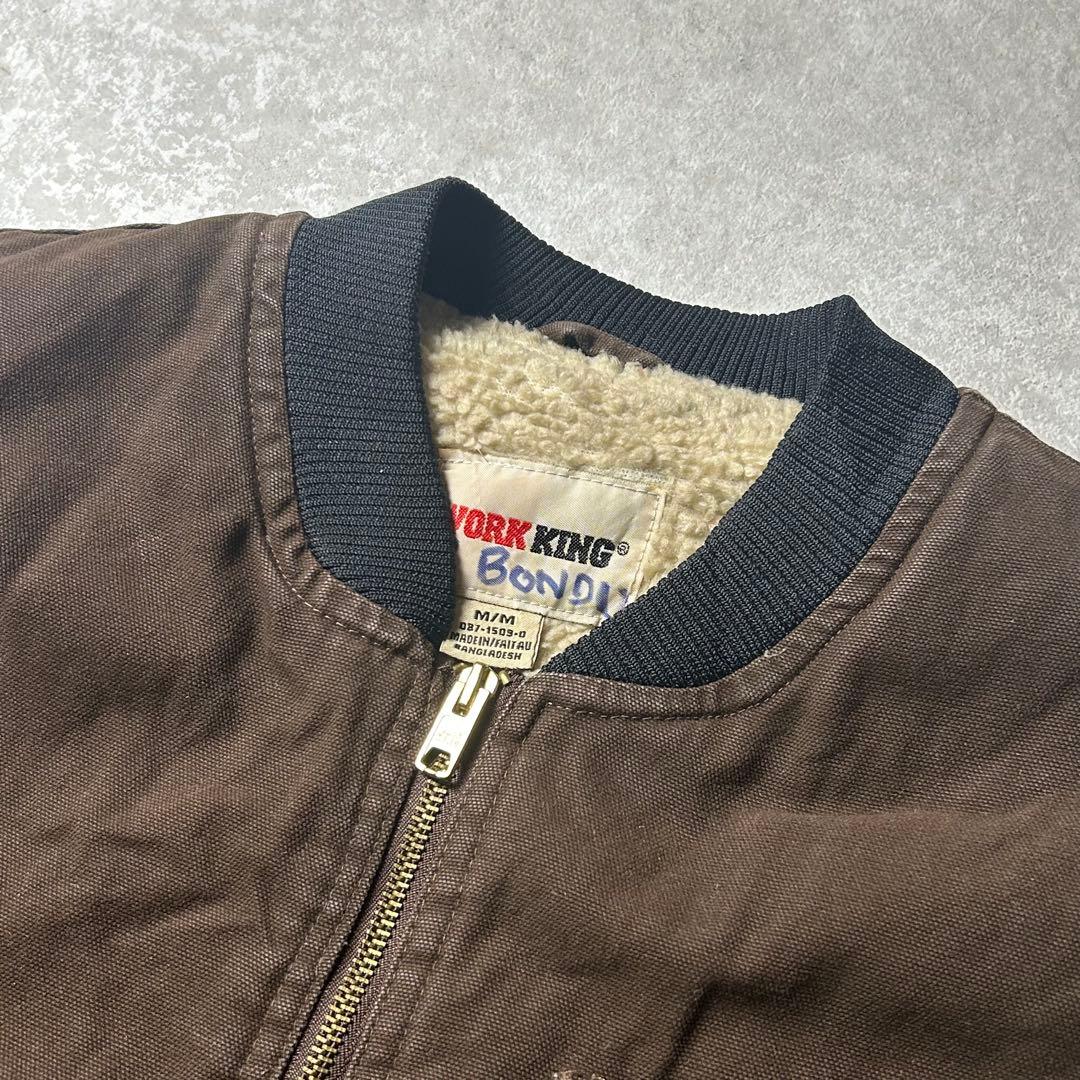 90s WORK KING ダック地ベスト 裏ボア ワークベストフェードブラウン